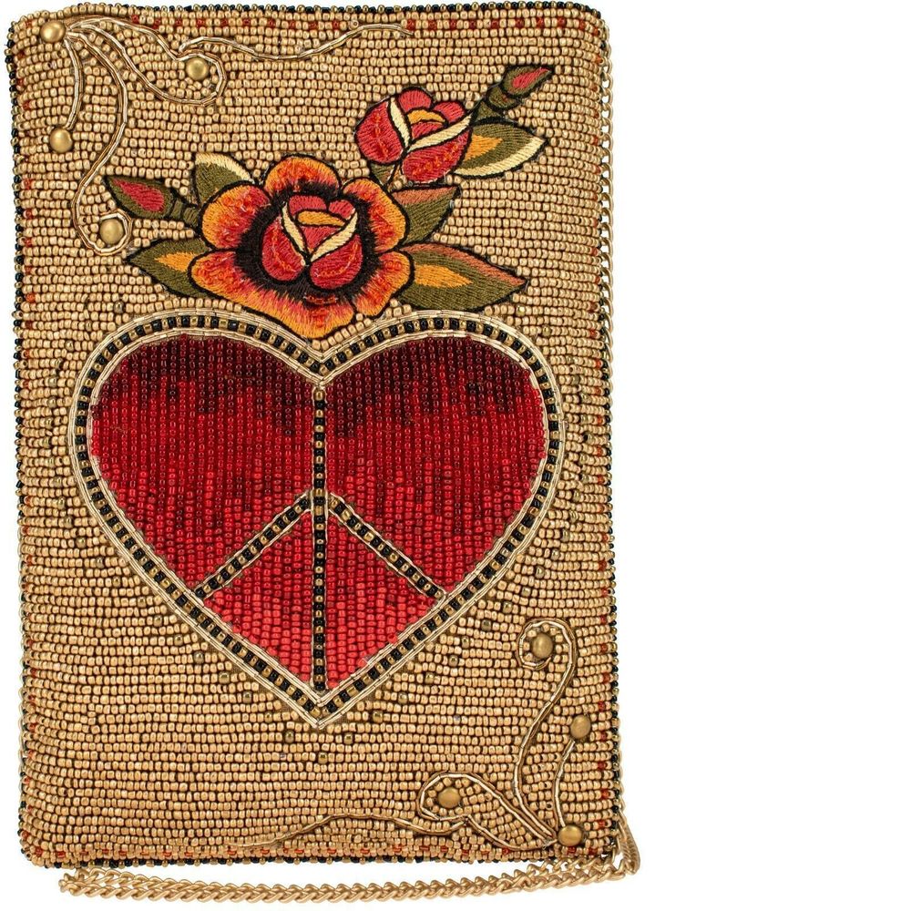 Mary Frances Red and Gold Beaded Crossbody Bag